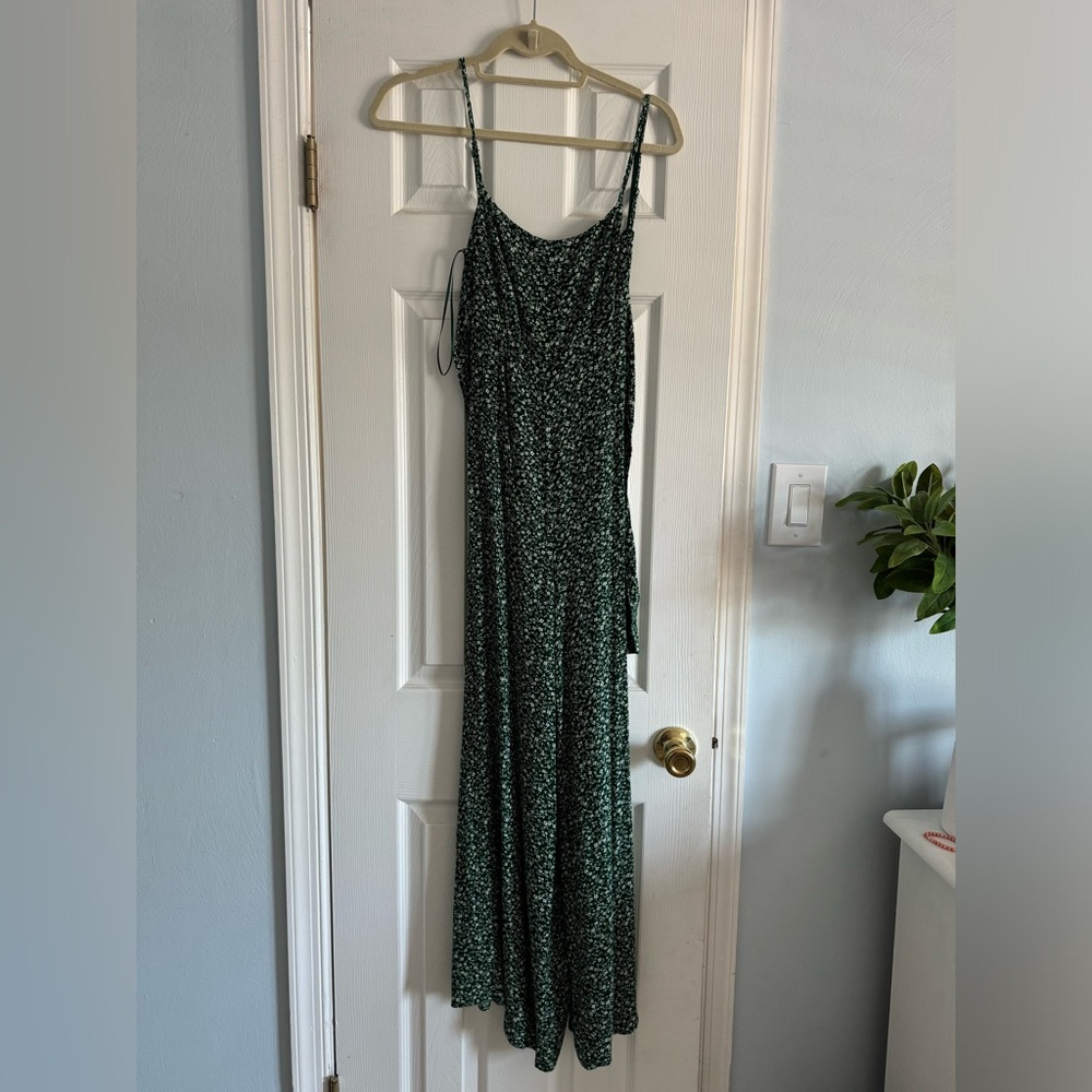 Green floral pant romper